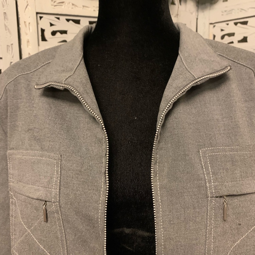 EVAN PICONE REALLY NICE GREY STRETCHY LIGHTWEIGHT LONG SLEEVE ZIP UP JACKET - Picture 2 of 9